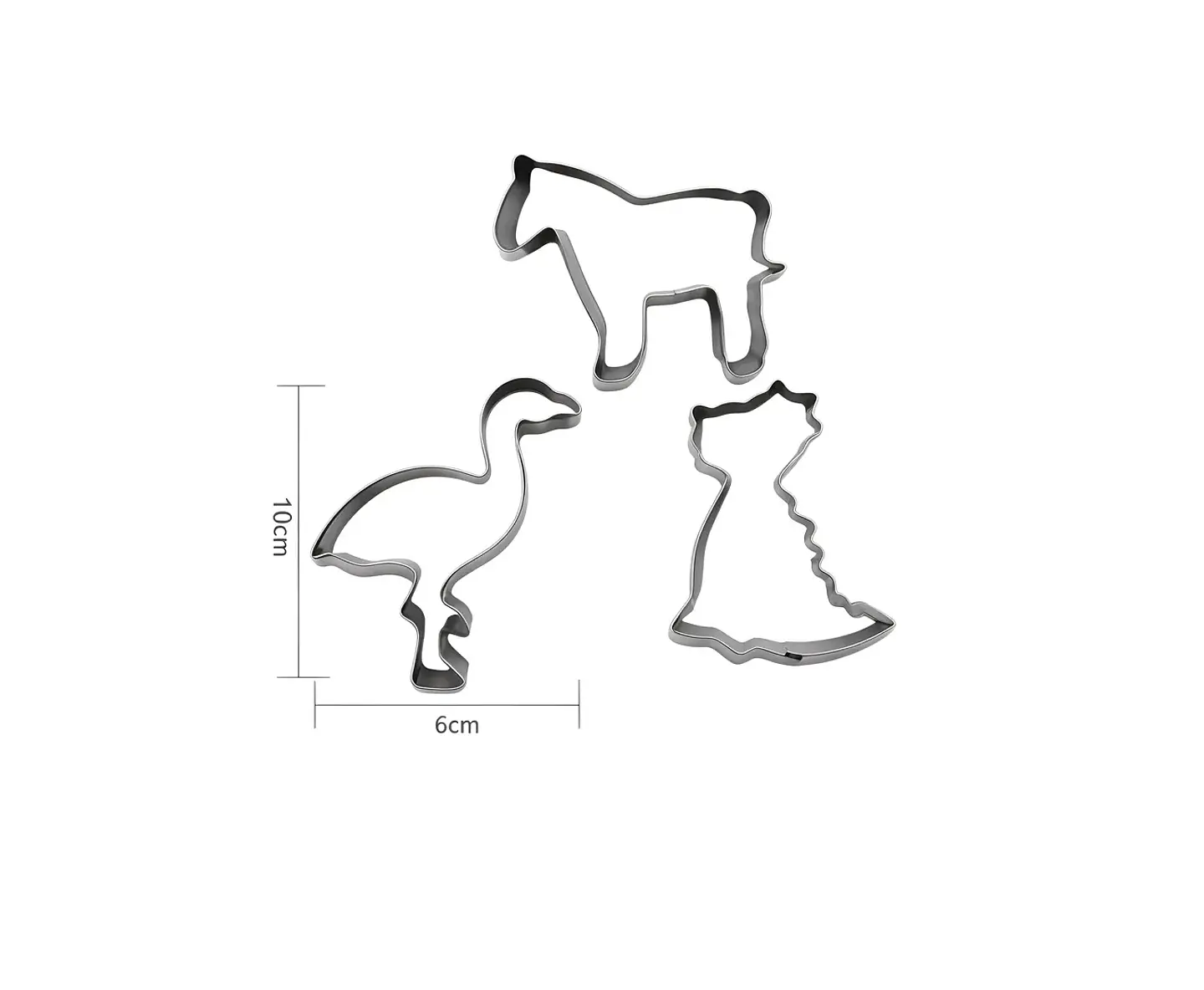 Set 3 Moldes Cortador Galletas Animales Caballo Dinosaurio 2
