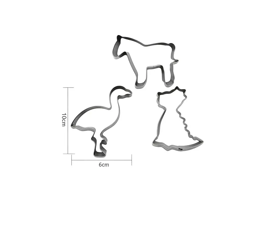 Set 3 Moldes Cortador Galletas Animales Caballo Dinosaurio 2
