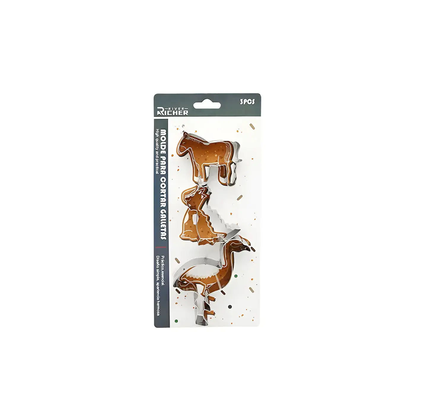 Set 3 Moldes Cortador Galletas Animales Caballo Dinosaurio 4