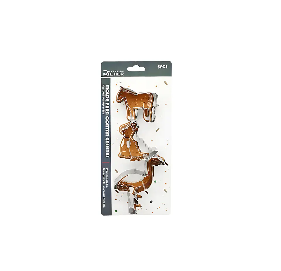 Set 3 Moldes Cortador Galletas Animales Caballo Dinosaurio 4