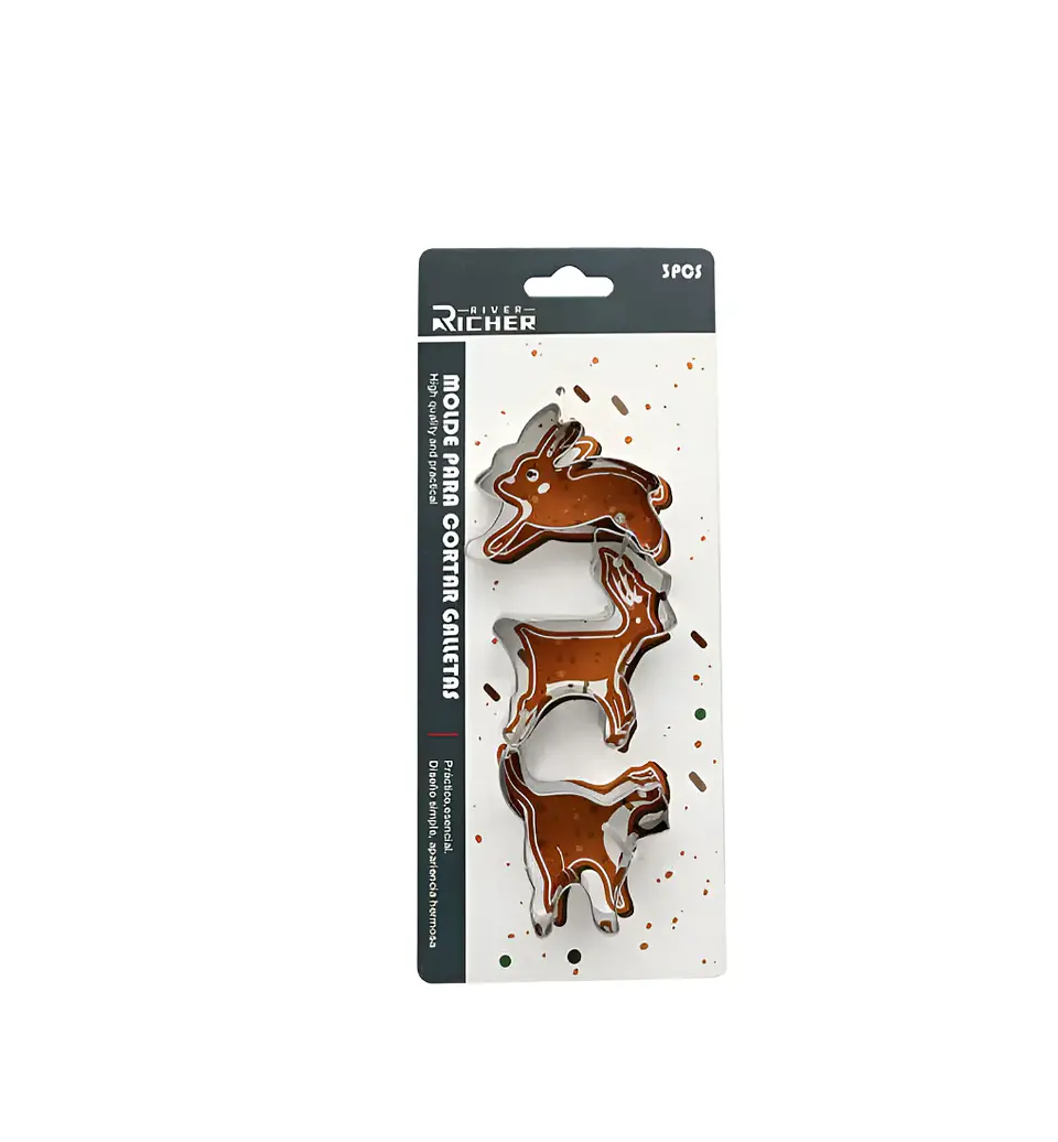 Set 3 Cortadores Galletas Animales Acero Inoxidable 5cm 5