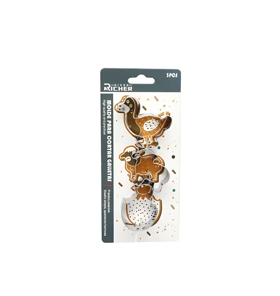 Set 3 Cortadores Galletas Animales Granja Acero Inoxidable 3