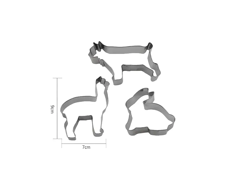 Set 3 Cortadores de Galletas Animales llama Acero Inoxidable 4