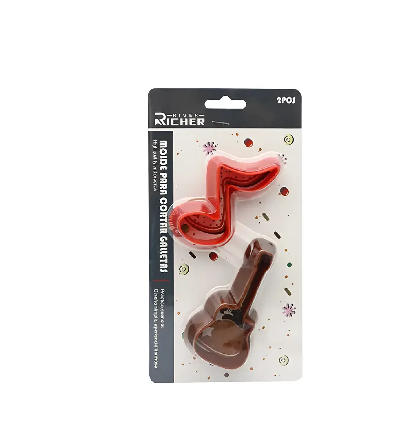 Set 2 Moldes Cortador Galletas Guitarra y Nota Musical 10cm 4