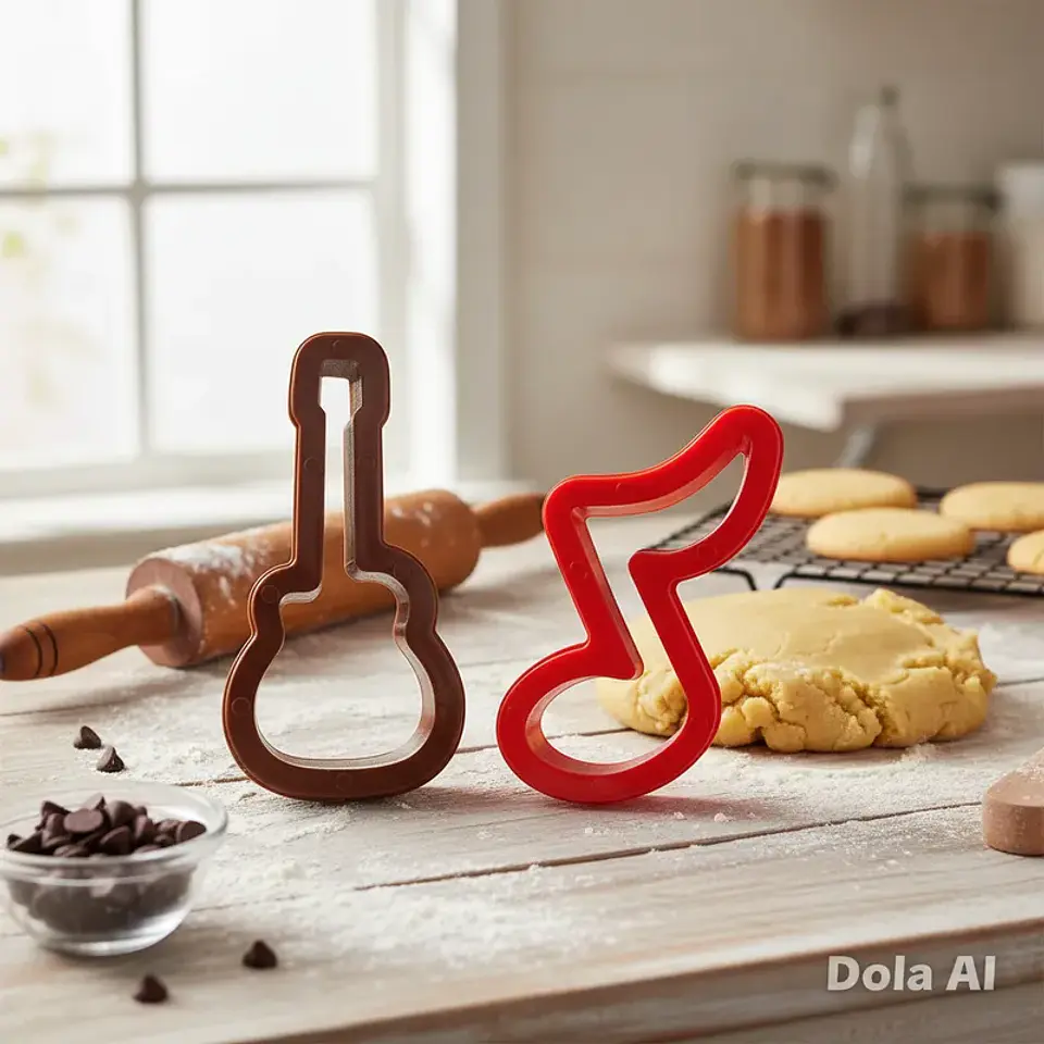 Set 2 Moldes Cortador Galletas Guitarra y Nota Musical 10cm 5