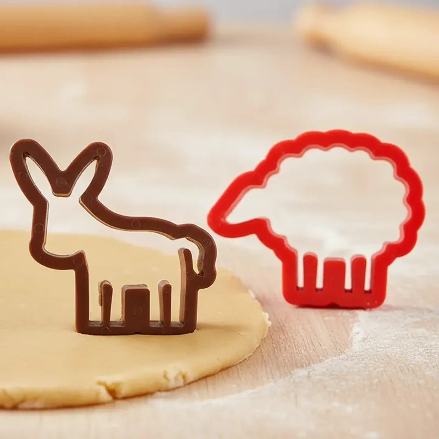 Set 2 Cortadores de Galletas Animales Burro y Oveja Plástico 2
