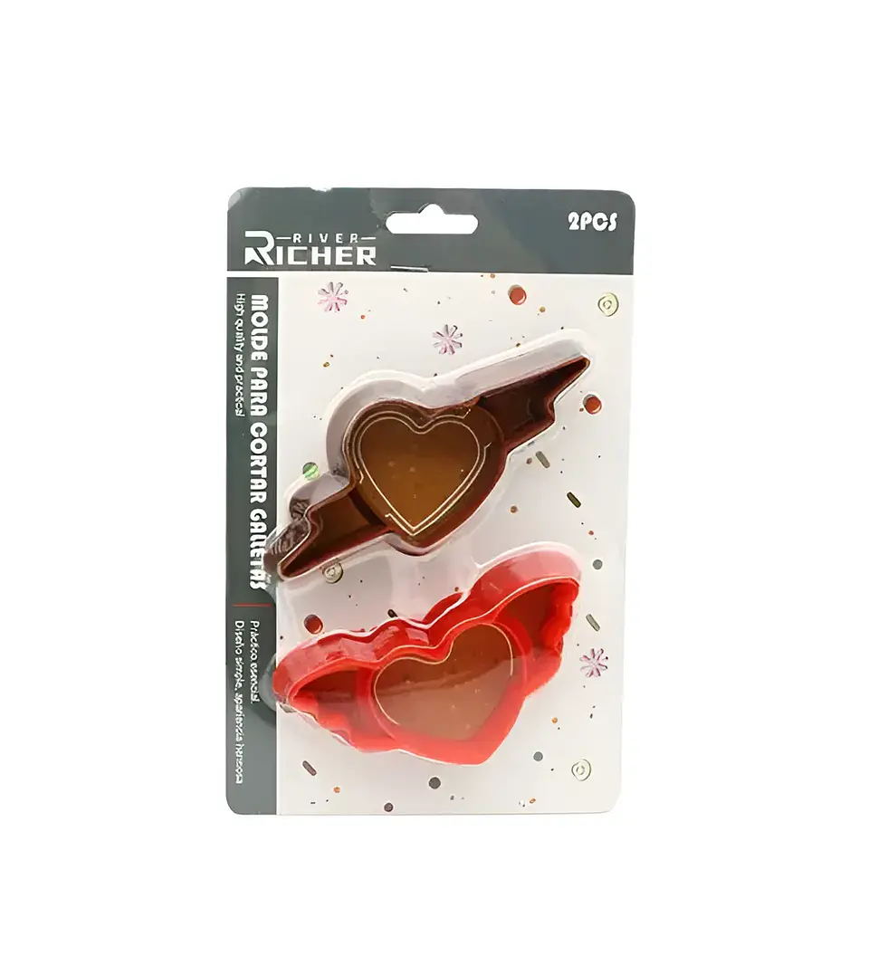 Molde 2 Cortador Galletas Corazón con Alas 9 cm 2