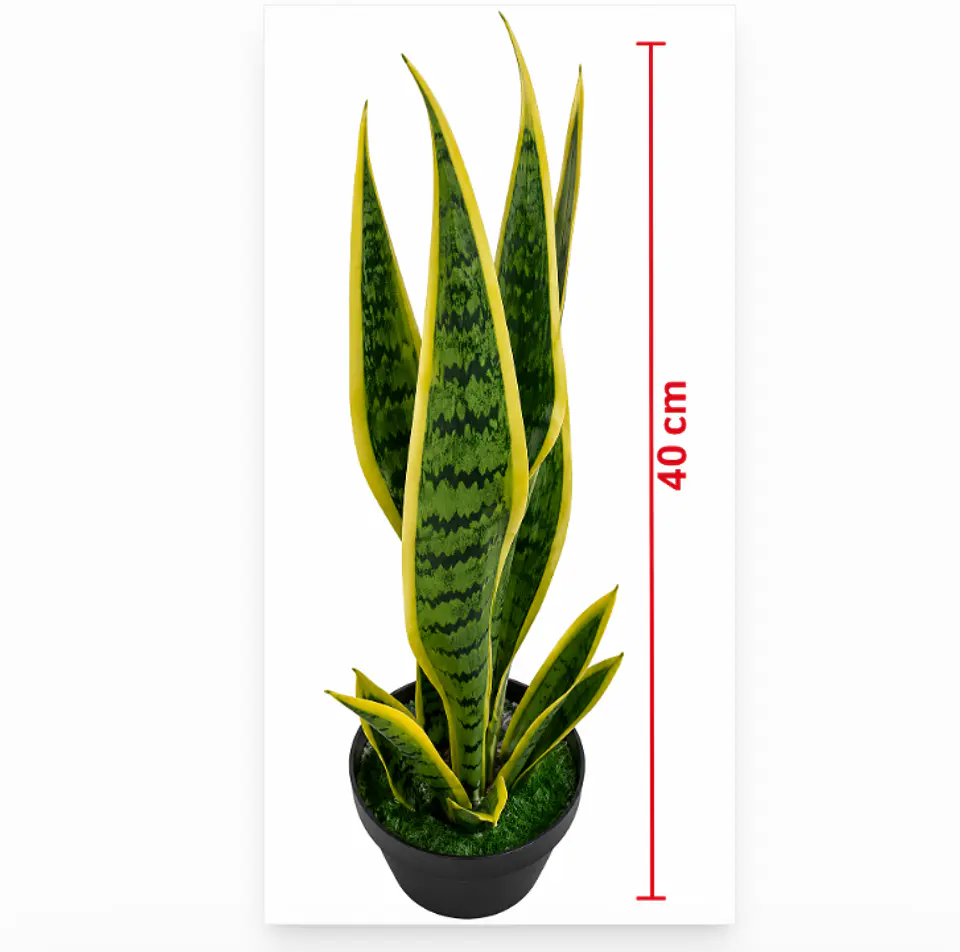 Planta Artificial Lengua De Suegra Con Macetero Negro 3