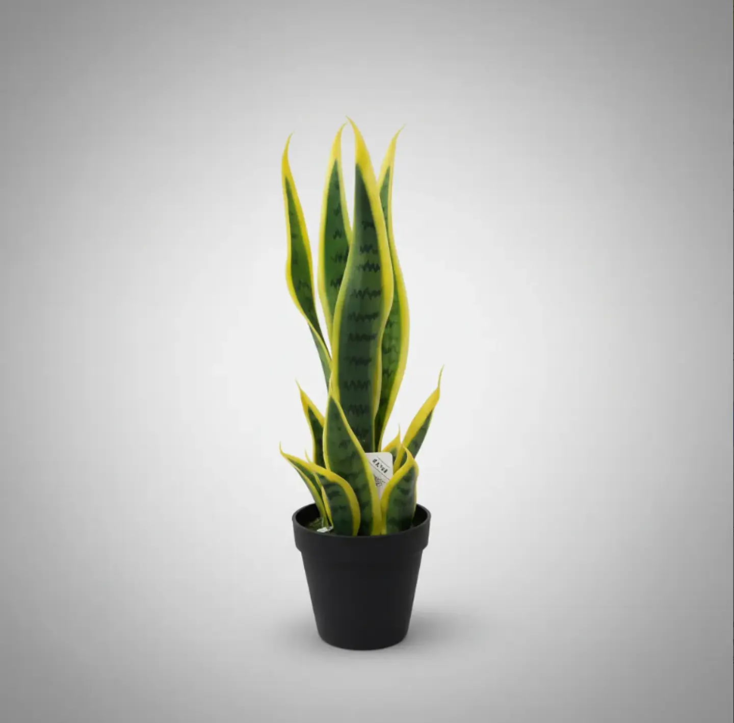 Planta Artificial Lengua De Suegra Con Macetero Negro 5