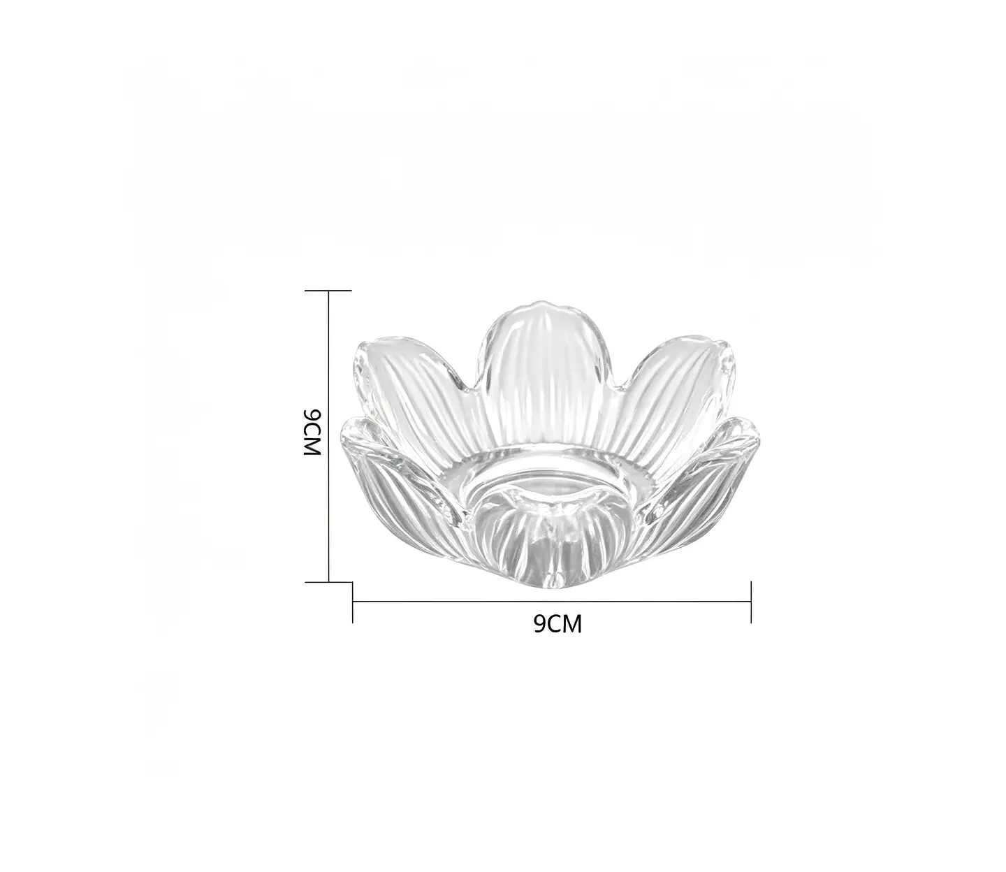 PACK X6 Portavelas de Vidrio con Diseño Flor de Loto 9X9CM 4
