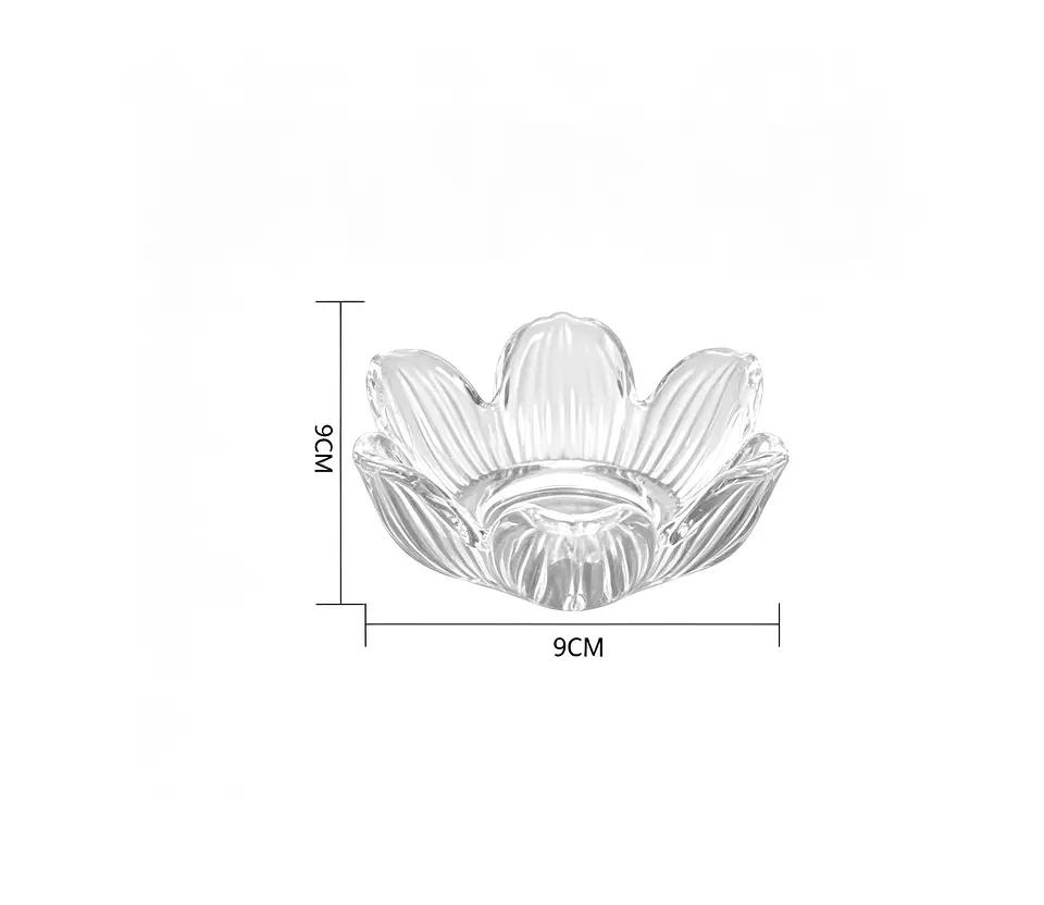 PACK X6 Portavelas de Vidrio con Diseño Flor de Loto 9X9CM 4