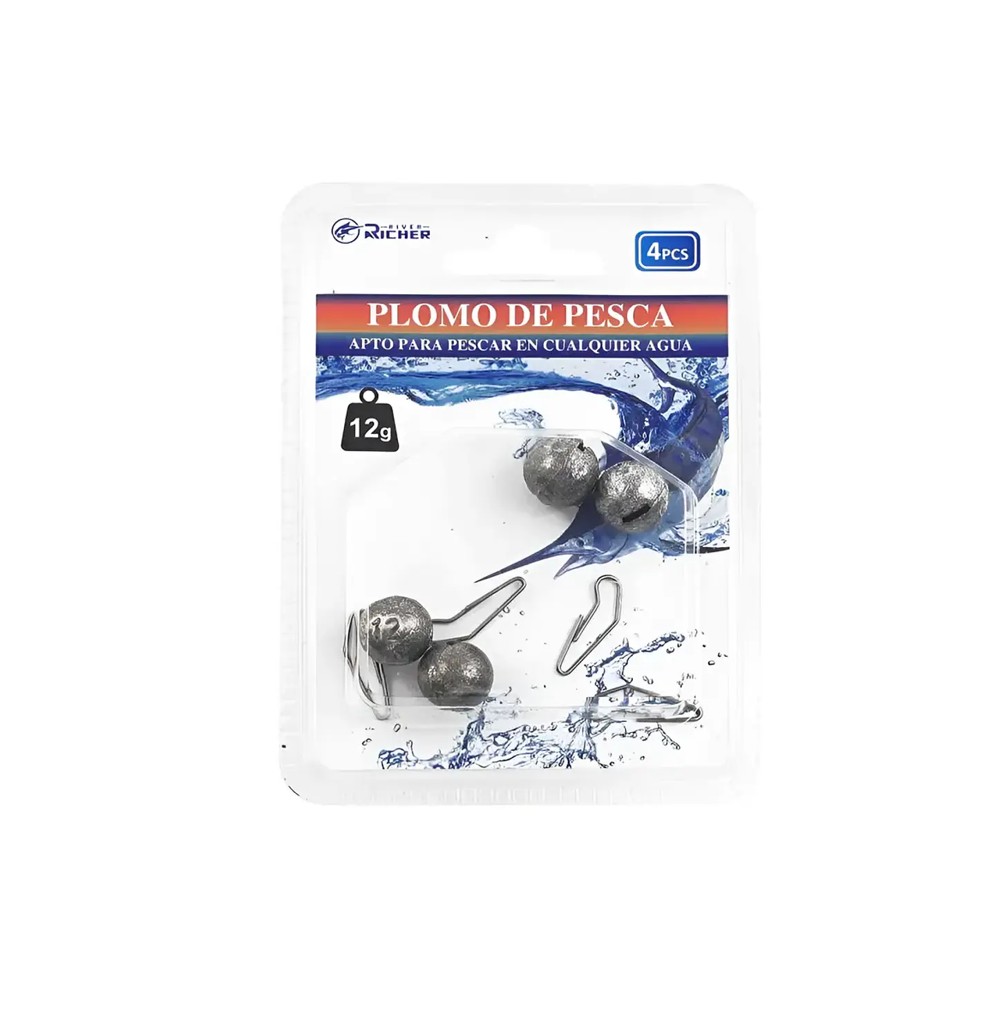 Set 4 Plomadas De Pesca Redonda 12mm Con Snap Incluido 2