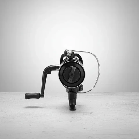 Carrete De Pesca Spinning Negro Con Manivela Plegable