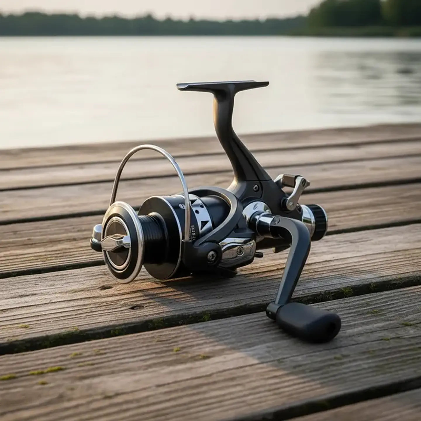 Carrete De Pesca Spinning Negro Con Manivela Plegable 4