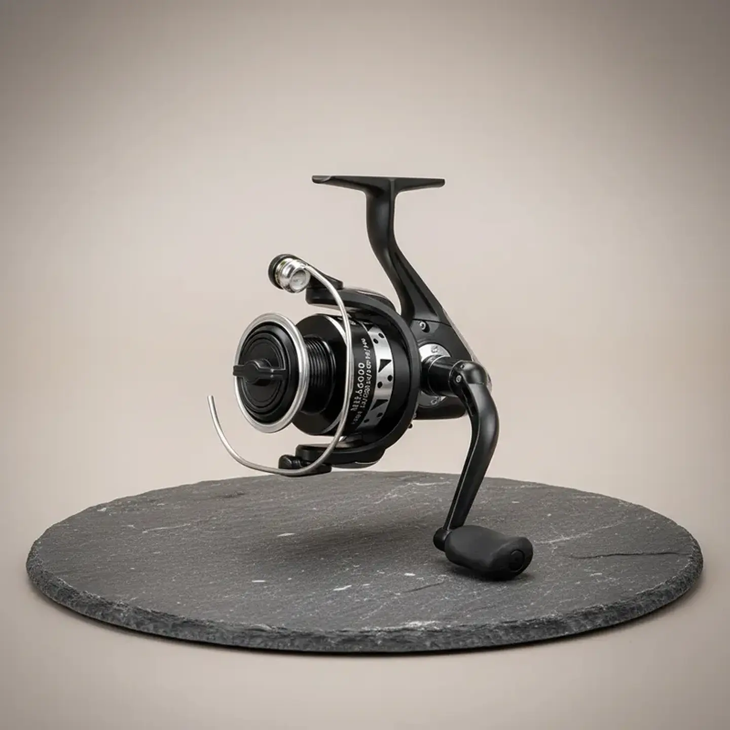 Carrete De Pesca Spinning Negro Con Manivela Plegable 5