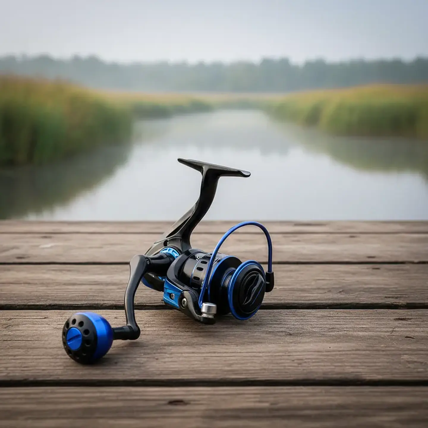 Carrete De Pesca Ma2000 Negro Con Azul 2
