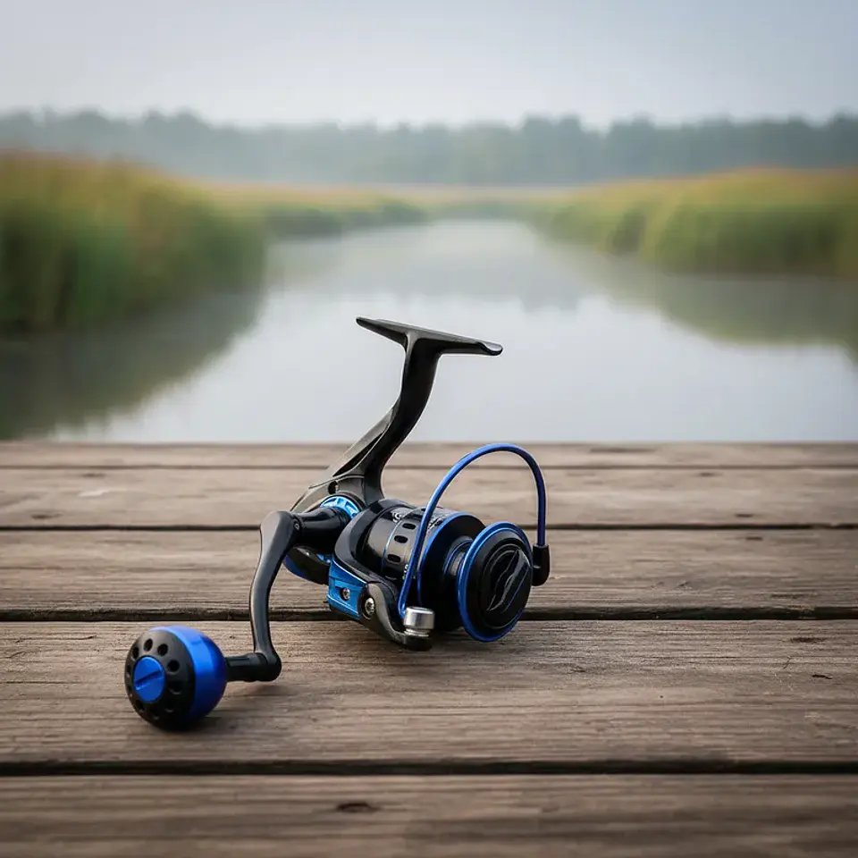 Carrete De Pesca Ma2000 Negro Con Azul 2