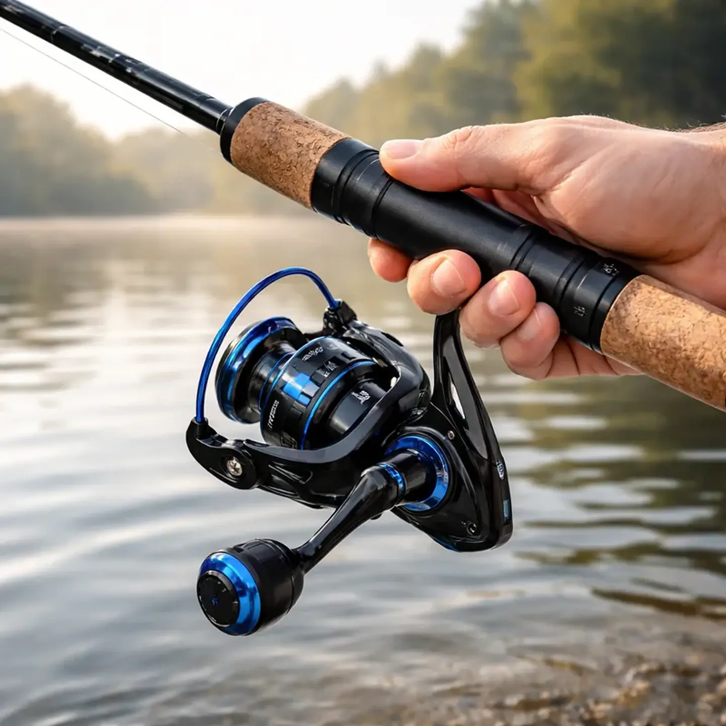 Carrete De Pesca Ma2000 Negro Con Azul 4