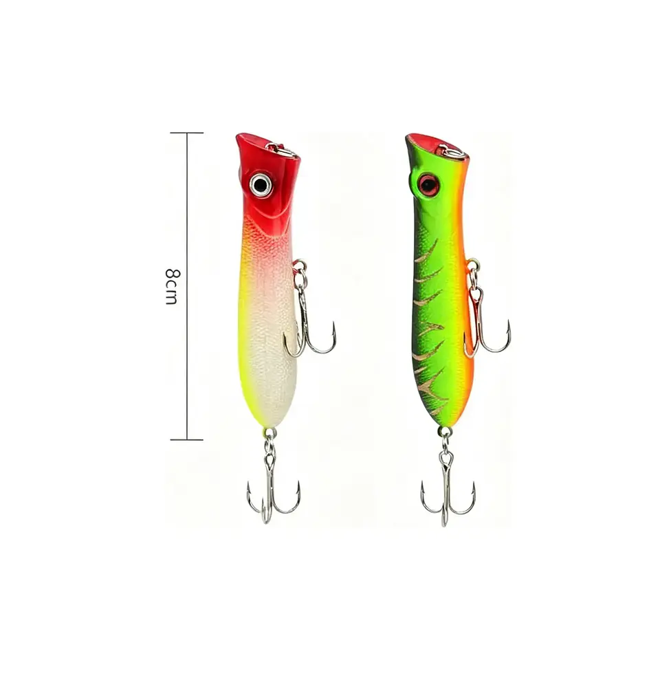 Señuelo Popper 8cm Flotante Con Anzuelos 4