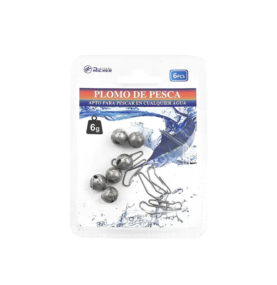 Set 6 Plomos De Pesca Redondo Ranurado 6g 2