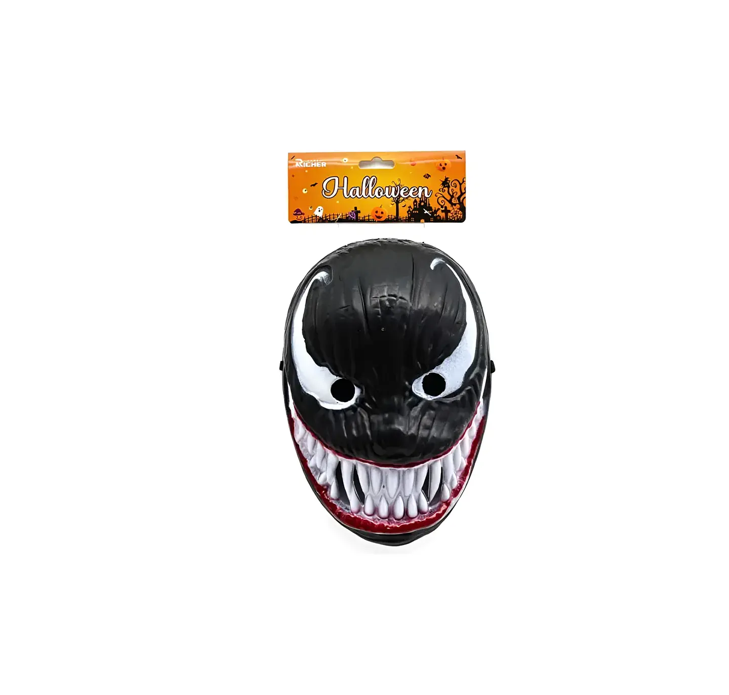 Máscara Venom Halloween Cotillón Negra Y Blanca 25x18cm 3
