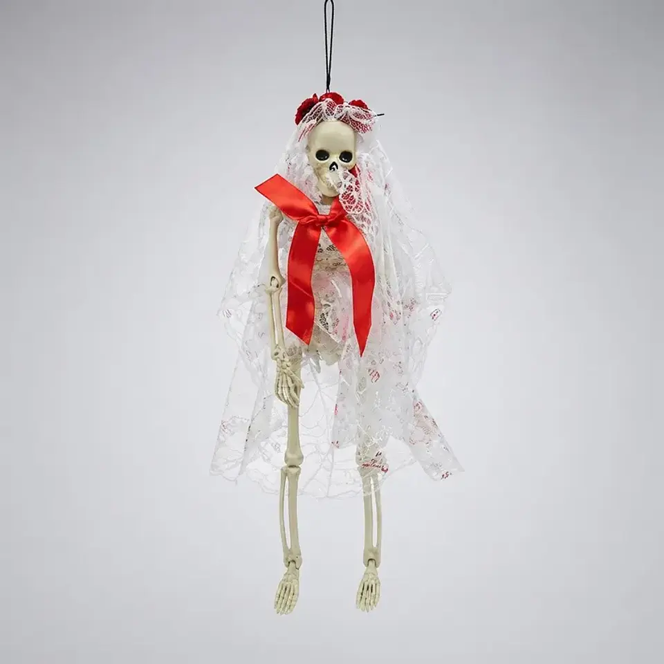Esqueleto Colgante Novia Fantasma Decoración Halloween 38cm 3