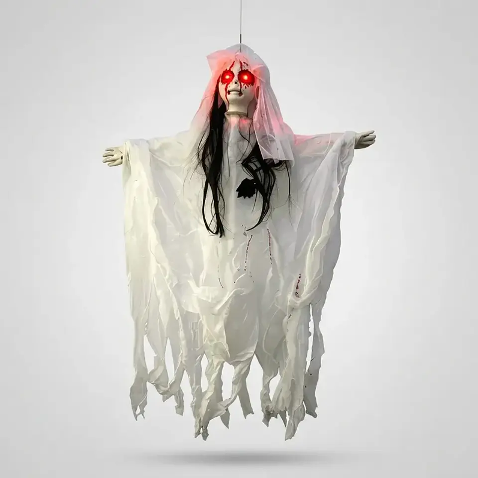 Muñeco Novia Fantasma Decorativo Halloween Luz Y Sonido 50cm 1