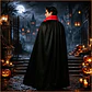Capa De Vampiro Halloween 140cm Negra Con Cuello Rojo - Miniatura 1
