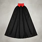 Capa De Vampiro Halloween 140cm Negra Con Cuello Rojo - Miniatura 3