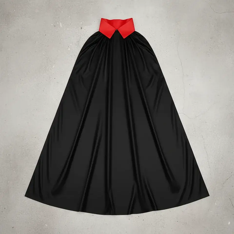 Capa De Vampiro Halloween 140cm Negra Con Cuello Rojo 3