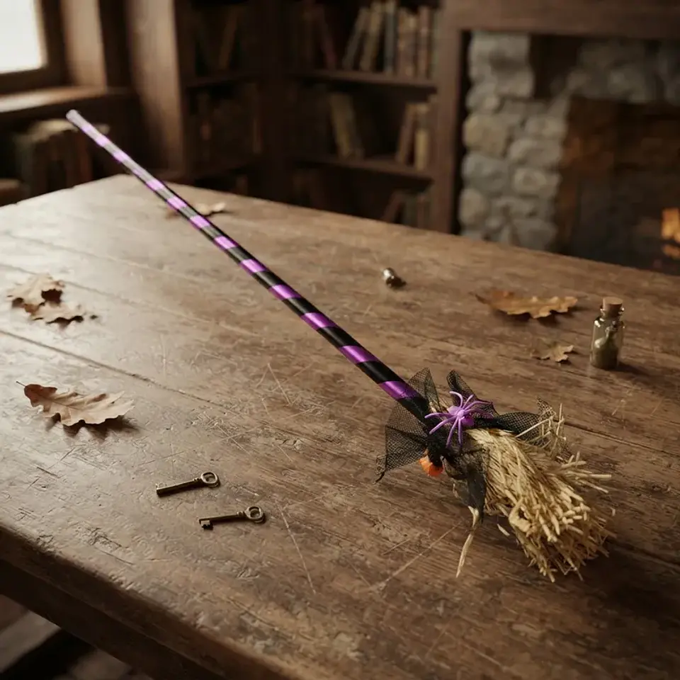 Escoba De Bruja Halloween 100 Cm Accesorio De Disfraz 5