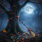 Escoba De Bruja Halloween 100 Cm Accesorio De Disfraz - Miniatura 6