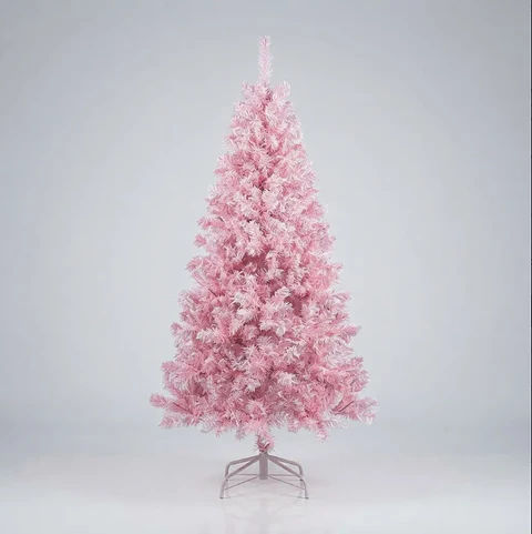 Árbol De Navidad Artificial Rosado 150 Cm Con Base Metálica