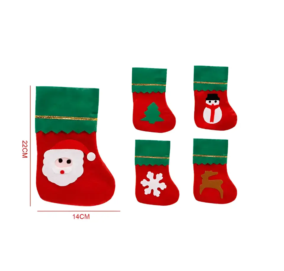 Set X12 Bota De Navidad Con Borde Verde 22x14cm 2