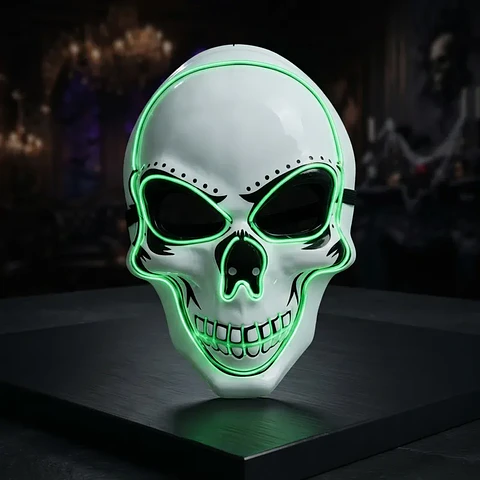 Máscara Esqueleto Led Halloween 24x17 Cm