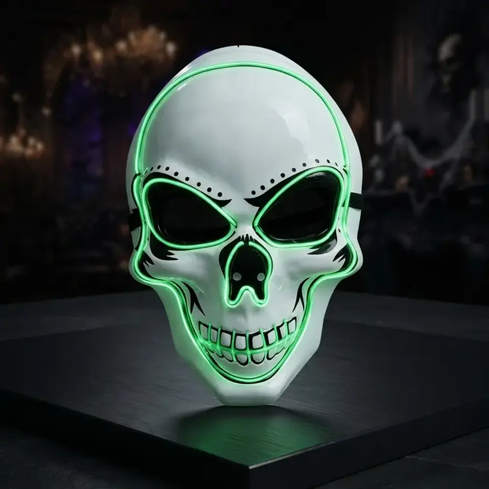 Máscara Esqueleto Led Halloween 24x17 Cm 2