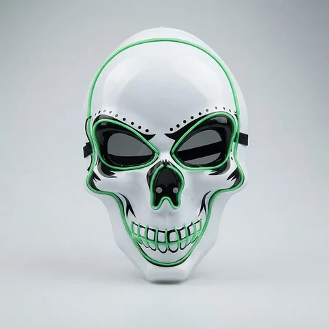 Máscara Esqueleto Led Halloween 24x17 Cm