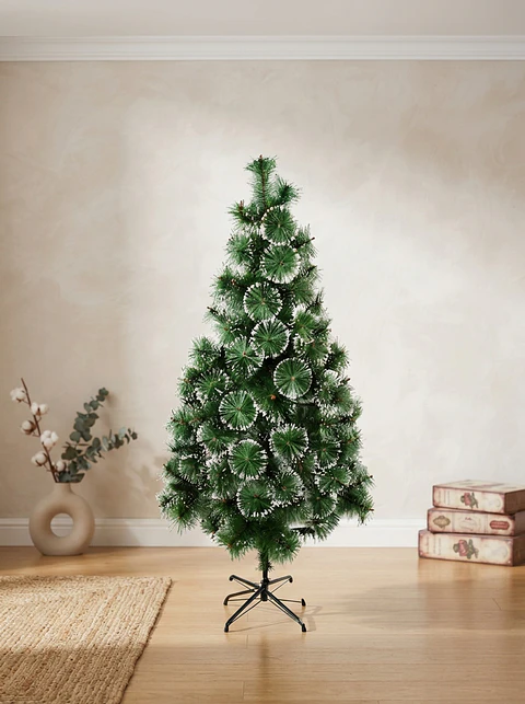 Árbol De Navidad Artificial Verde 150 Cm Con Base Metálica
