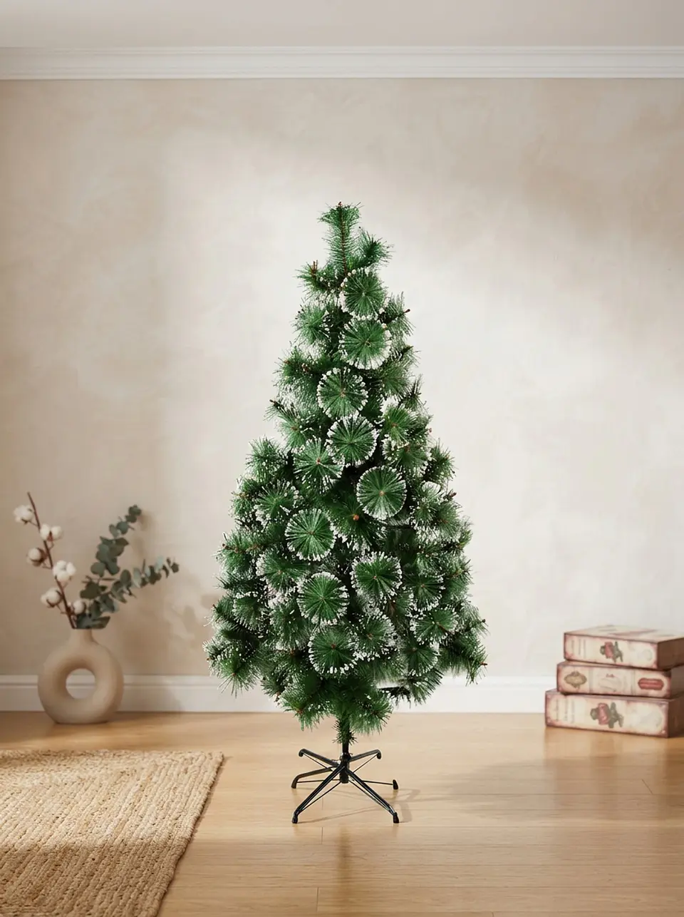 Árbol De Navidad Artificial Verde 150 Cm Con Base Metálica 2