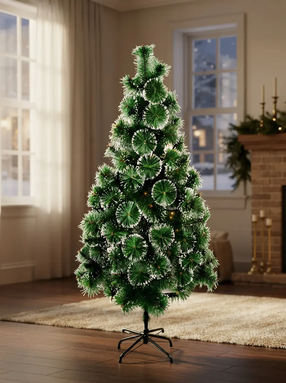 Árbol De Navidad Artificial Verde 150 Cm Con Base Metálica 3