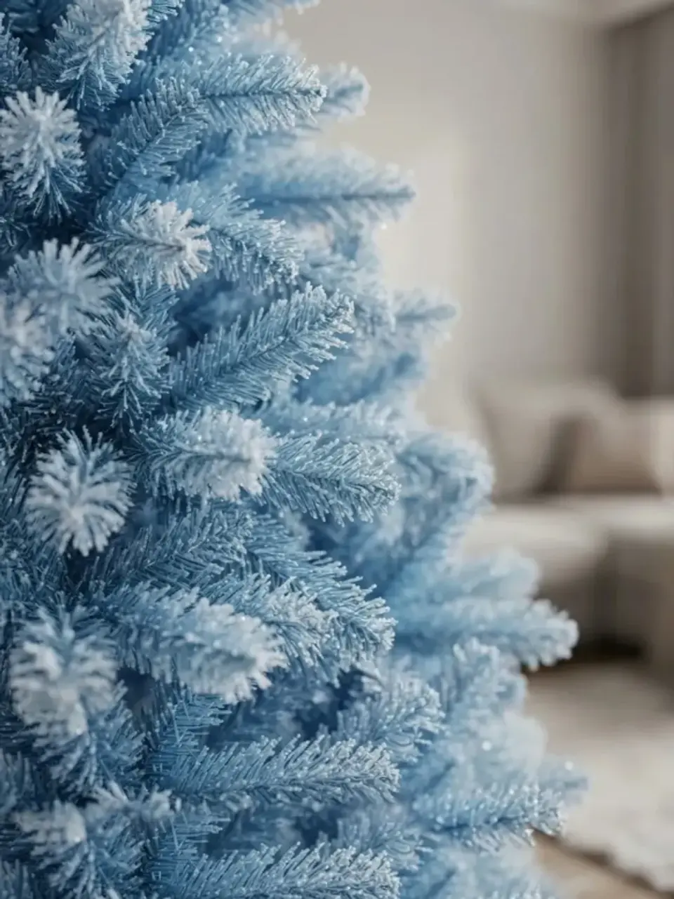 Árbol De Navidad Artificial Azul Nevado 150cm Con Soporte 5