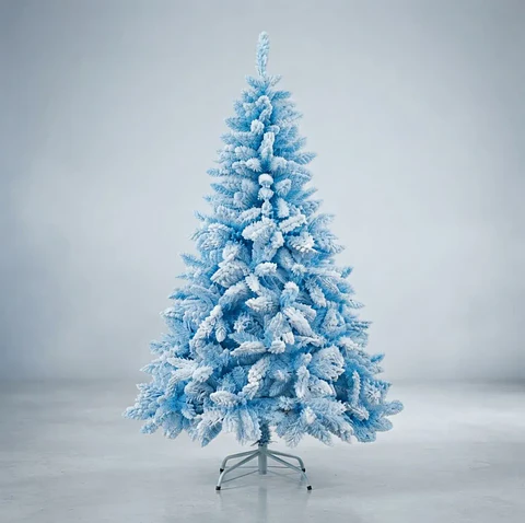 Árbol De Navidad Artificial Azul Nevado 150cm Con Soporte