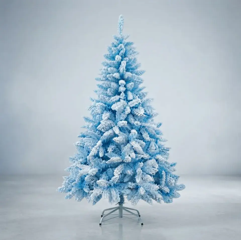 Árbol De Navidad Artificial Azul Nevado 150cm Con Soporte 1