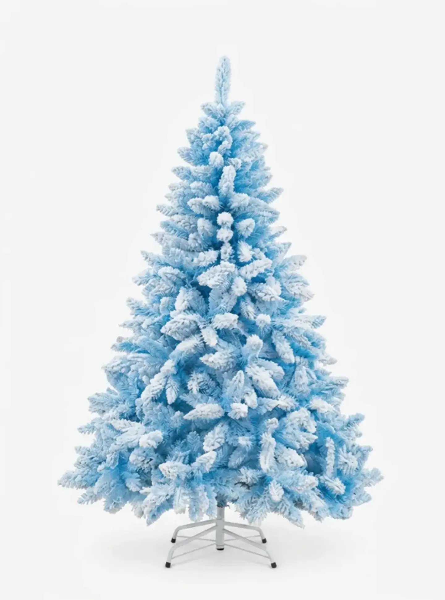 Árbol De Navidad Artificial Azul Nevado 150cm Con Soporte 6