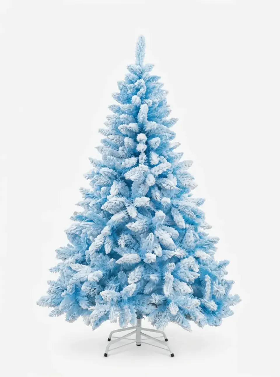 Árbol De Navidad Artificial Azul Nevado 150cm Con Soporte 6