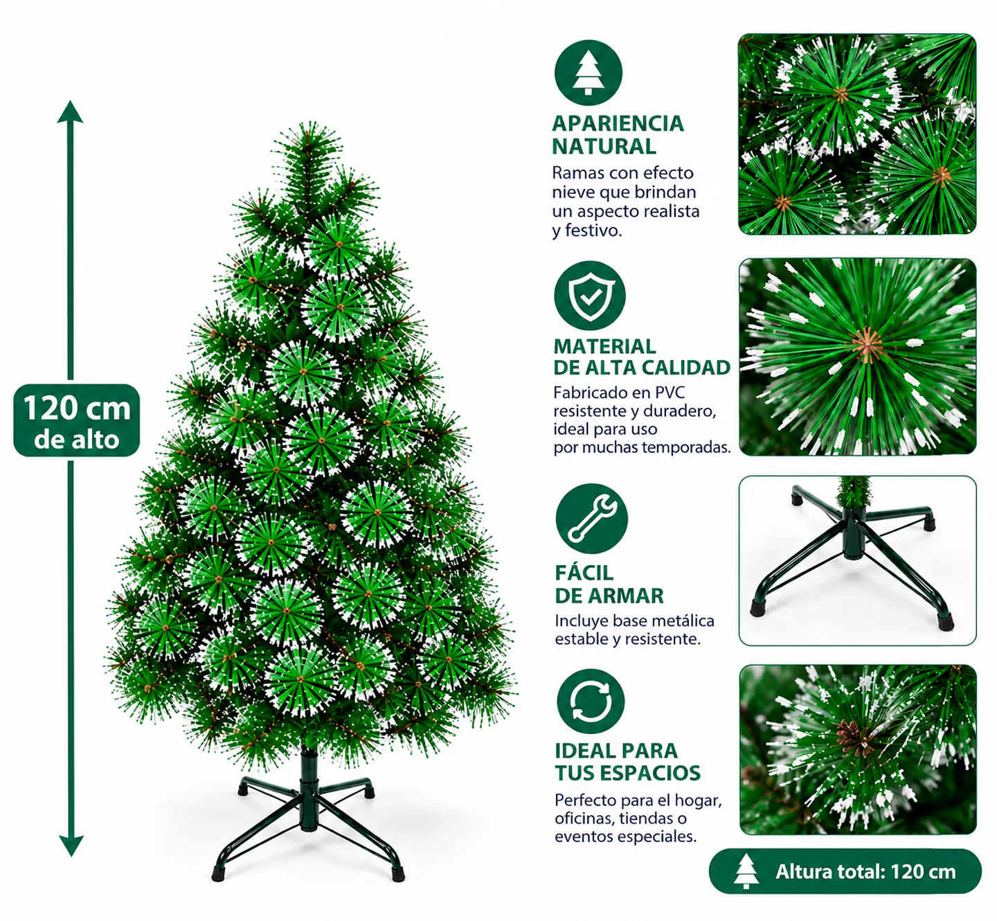 Árbol De Navidad Artificial Verde 120 Cm 2