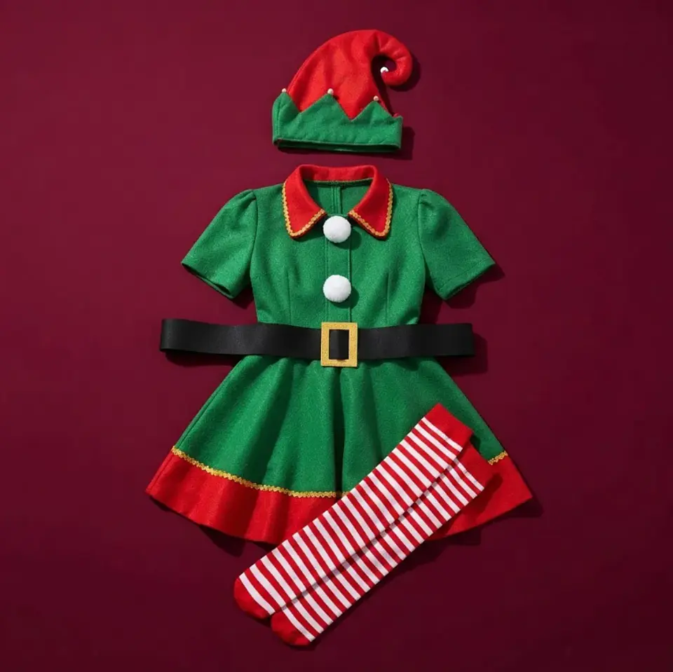 Disfraz De Duende Navidad Para Adulto Con Vestido Verde. 1