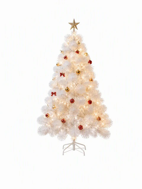 Árbol de Navidad blanco 150 cm con ramas de PVC y base metálica