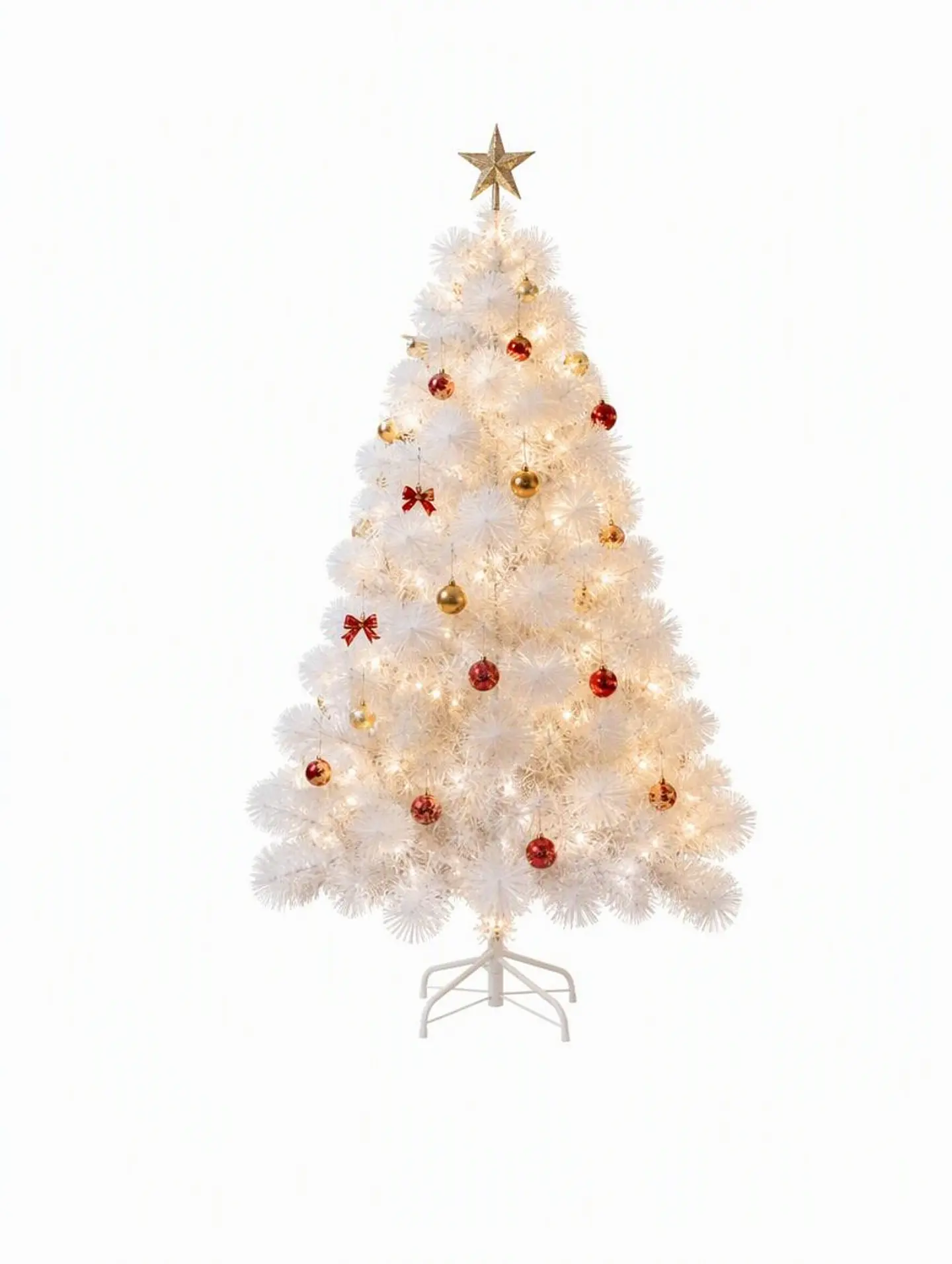 Árbol de Navidad blanco 150 cm con ramas de PVC y base metálica 1
