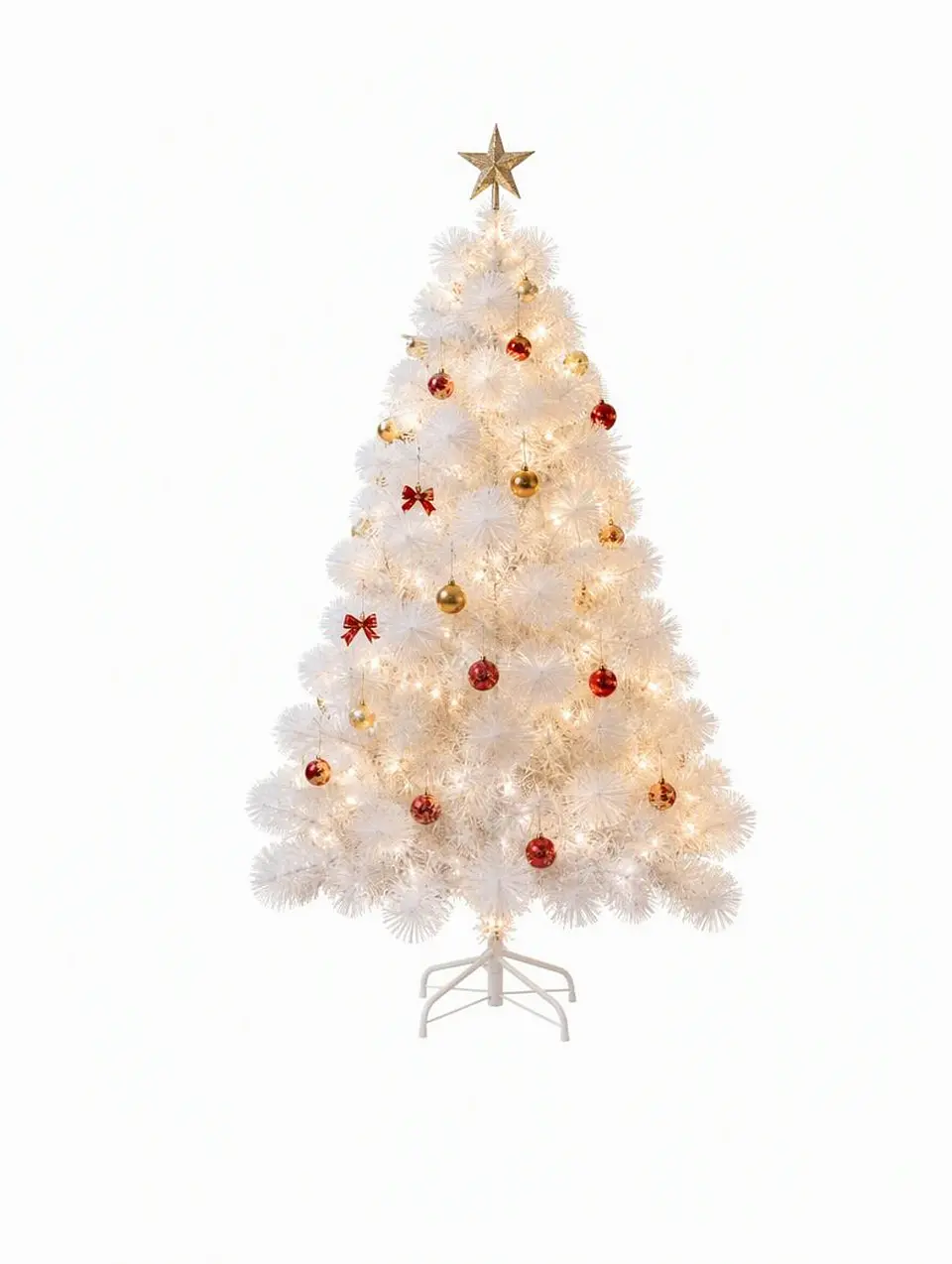 Árbol de Navidad blanco 150 cm con ramas de PVC y base metálica 1